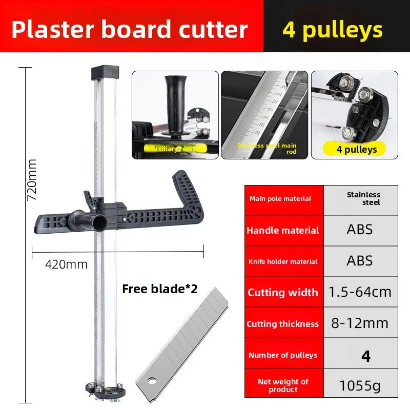 Manual Gypsum Board Cutting Tool Hand Push Drywall Cutting Artifact Tool Stainless Steel Woodworking Cutting Board Tools