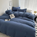 Solid Bed Linen Cotton Bedding Set with Sheet Duvet Cover Pillowcase Single Couple Bedsheet King Queen Double Twin Size