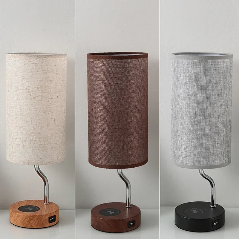 Led Desk Lamp Bedside Table Lamp with Wireless Phone Charge 3 Way Dimmable USB Rechargeable Lamp Light Fixture مصابيح الإضاءة