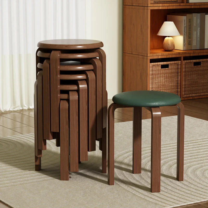 Japanese Solid Wood Dining Stool Stackable Restaurant Upholstered Bench Simple Modern Living Room Stool Restaurant Furniture FYD