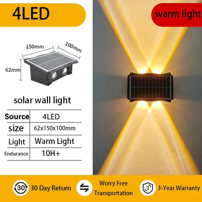 Wall Lamp Led House Outdoor Solar Waterproof Up And Down Luminous Lighting Balcony Yard Decoration Garden Exterior Wall Light