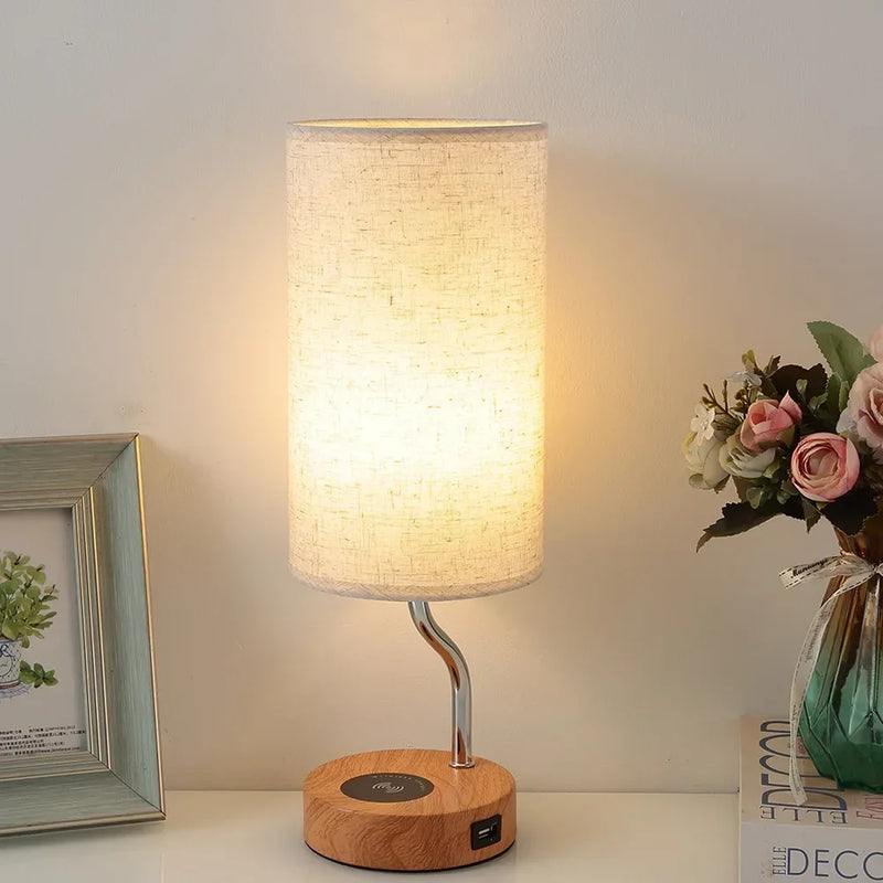 Led Desk Lamp Bedside Table Lamp with Wireless Phone Charge 3 Way Dimmable USB Rechargeable Lamp Light Fixture مصابيح الإضاءة