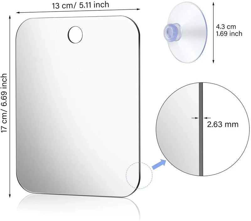 Acrylic Fog Free Mirror Wall Suction Travel Mirror Unbreakable Portable Traveling Shaving Women Makeup Bathroom Accessories