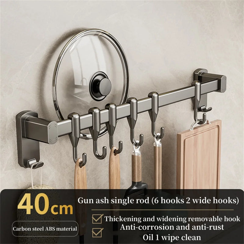 Kitchen Hook Punch-free Hanging Rod Spovel Hanger Row Hook Multifunctional Wall-mounted Storage Knife Holter