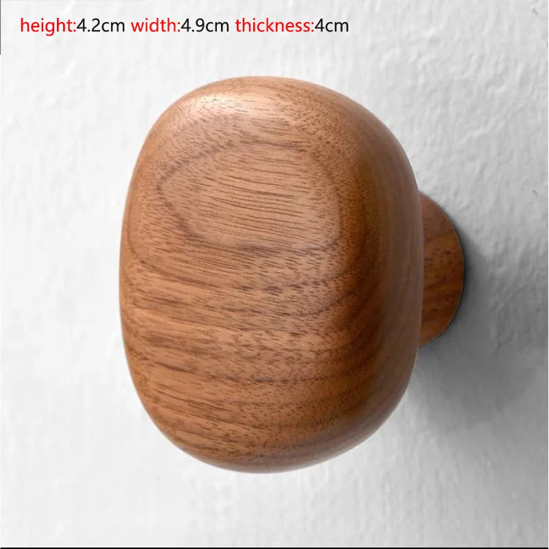 Pebble shaped Wall Mounted Coat Hook Natural Wood Clothes Hanger Decorative Key Hat Scarf Handbag Storage Hanger Bathroom Rack