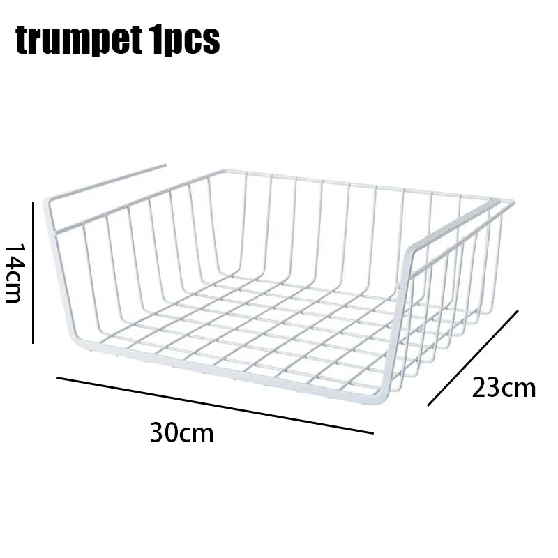Multi Functional Perforated Kitchen Bathroom Storage Hanging Basket Storage Rack Iron Bottom Hanging Basket Hanging Wire Basket