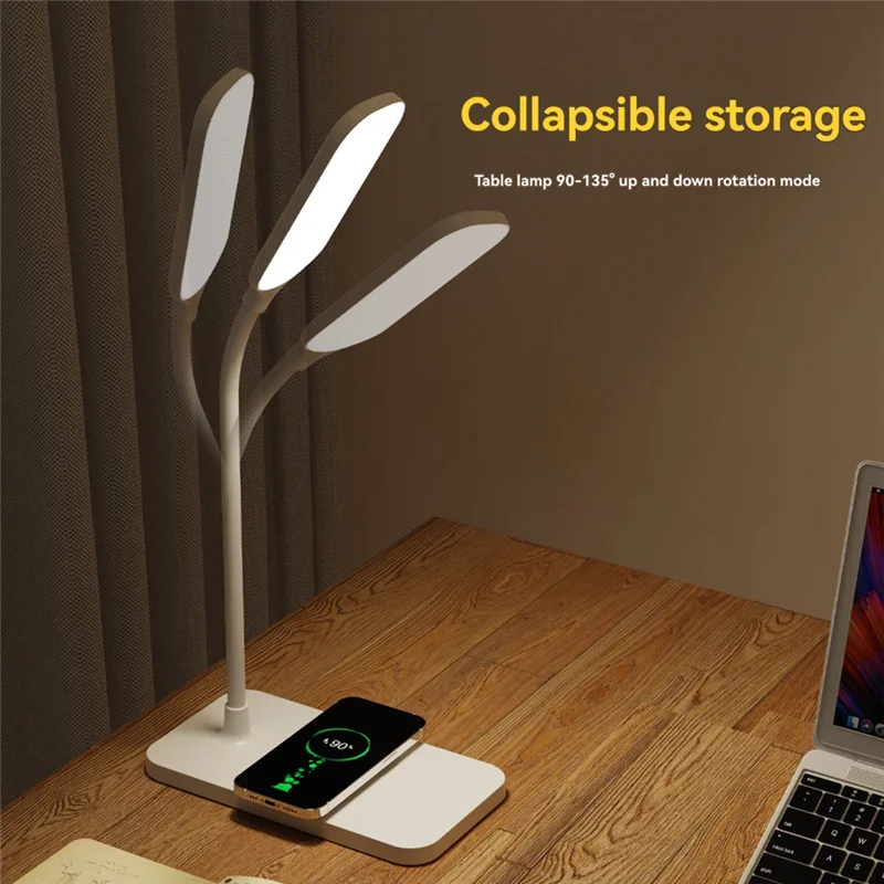 Ultra 15W LED Desk Lamp Wireless Charging Desk Lamp Adjustable Light Eye Protection Desk Lamp Flexible Touch Activated White