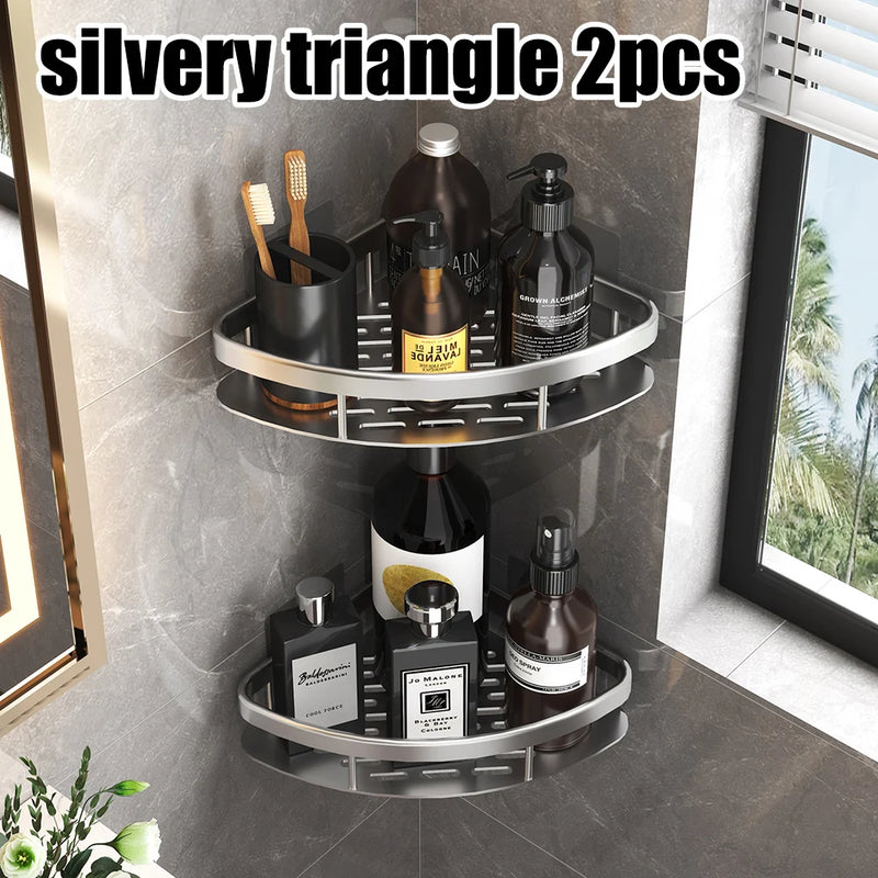 Wall Hanging Corner Rectangular Rack Bathroom Shelf Towel Rack Shelves Wall Shower  Shampoo Rack No Drill Shelf Tripod