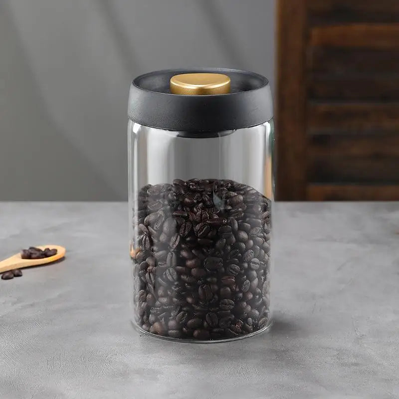 Vacuum Sealed Tank Coffee Bean Glass Sealed Jar Household Moisture-proof Air Extraction Airtight Container Coffee Set