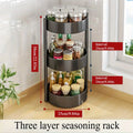 360° Rotating Spice Rack Organizer - 3-Tier Space-Saving Carousel for Oil/Vinegar/Seasonings Countertop Cabinet Storage Solution