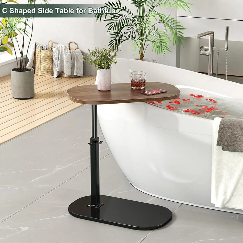 C Shaped Side Table Multifunctional Foldable Bedside Table Tea Table for Home and Office Height Adjustable Sofa Bed End Table