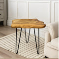 Live Edge Side Table, Wood End Table 16" L x 12" W x 17" T , Nightstand, Plant Stand  ，Unique desktop for Living Room