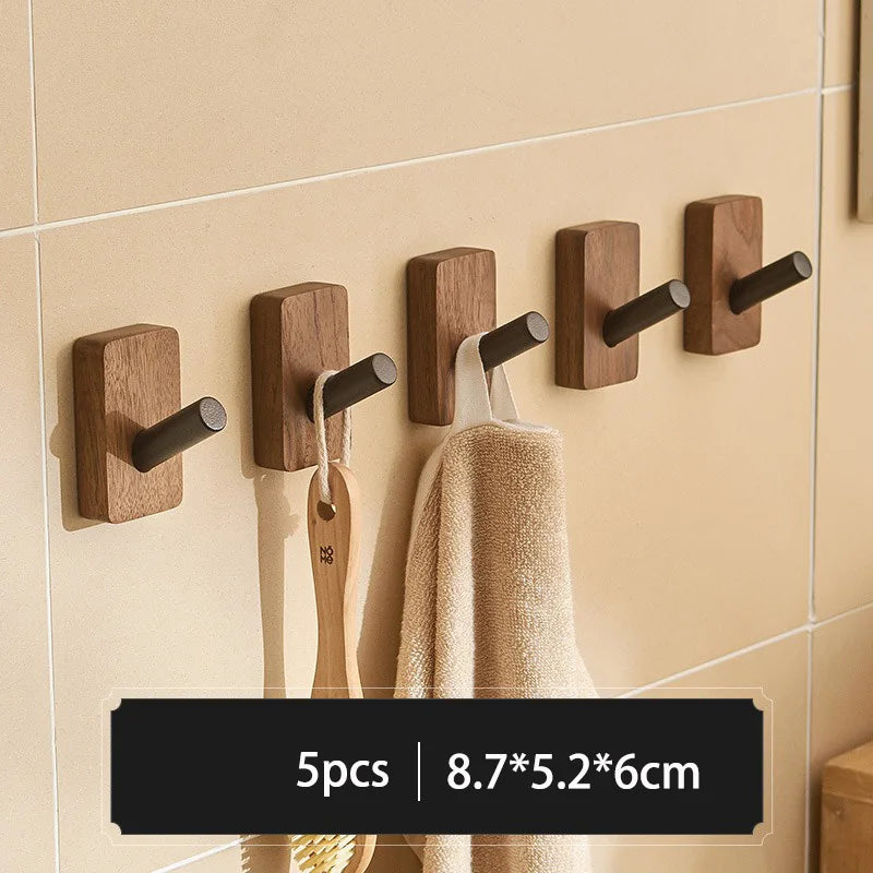 5/3/1Pcs Solid Wood Hooks Wall Mounted Clothes Scarf Hat Coat Hook Simple Room Decor Storage Hanger Towel Rack Home Organizer