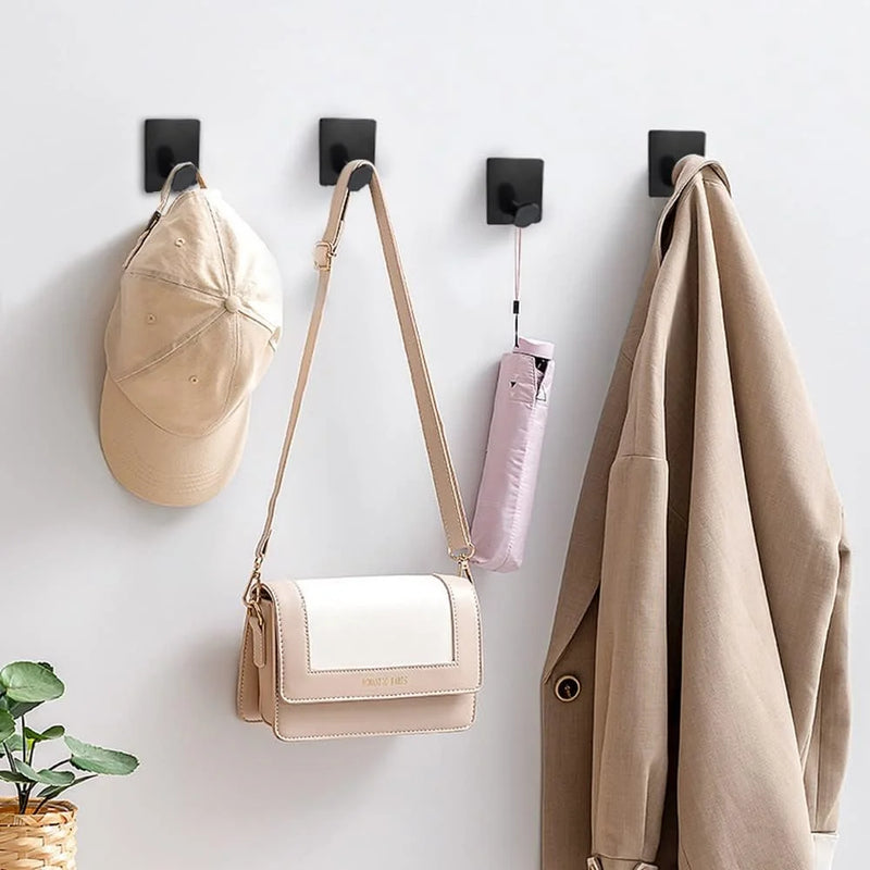 Wall Adhesive Towel Hooks Heavy Duty Stick on Wall Hooks Hanging Clothes Hats Bathroom Kitchen 304 Stainless Steel Hanger Hook