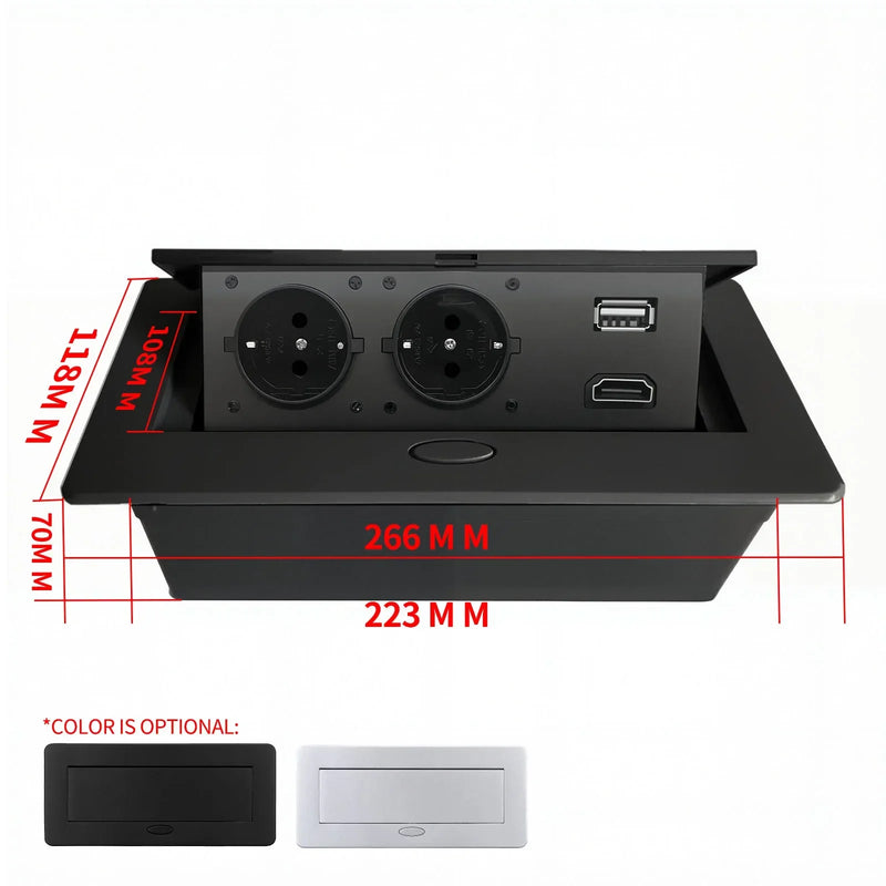 Table Charging Station Hidden Type Power Socket Slow Pop-Up Table Outlet Desktop Socket for US/EU Home Office Kitchen
