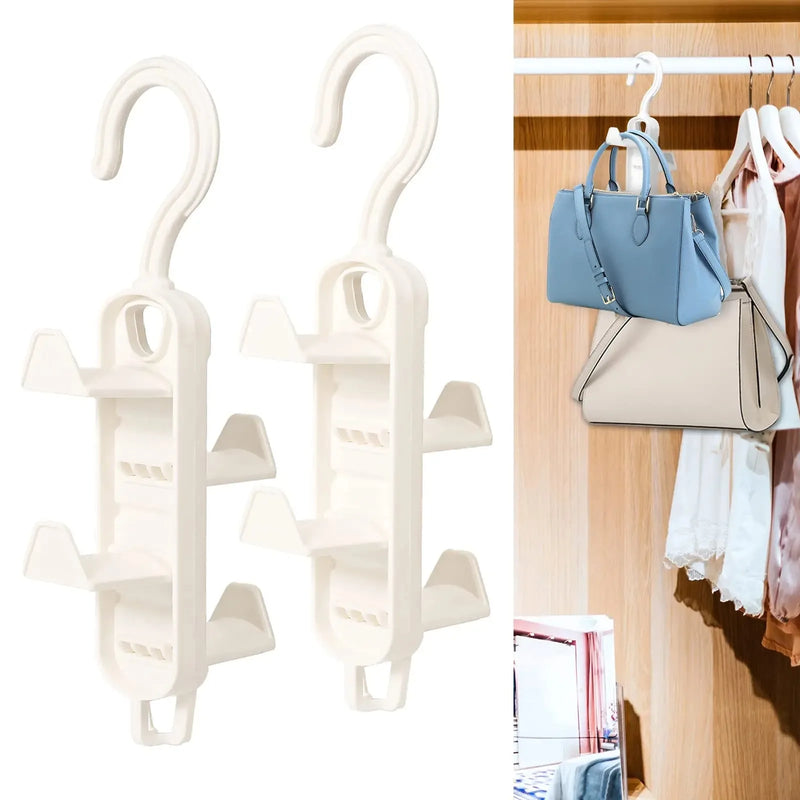 2-10PCS Storage Wardrobe Storage Multifunctional Clothes Hanger No Trace Hanging Bag Rack Hat Door Rotatable No Punching Hook