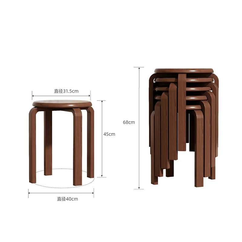 Japanese Solid Wood Dining Stool Stackable Restaurant Upholstered Bench Simple Modern Living Room Stool Restaurant Furniture FYD