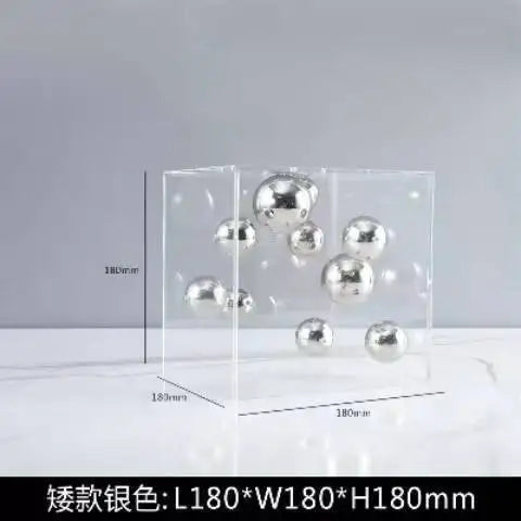 Creative Square Acrylic Cover Sphere Decoration Living Room Porch Cabinet Crafts Ornament Modern Clear Acrylic Square Home Decor