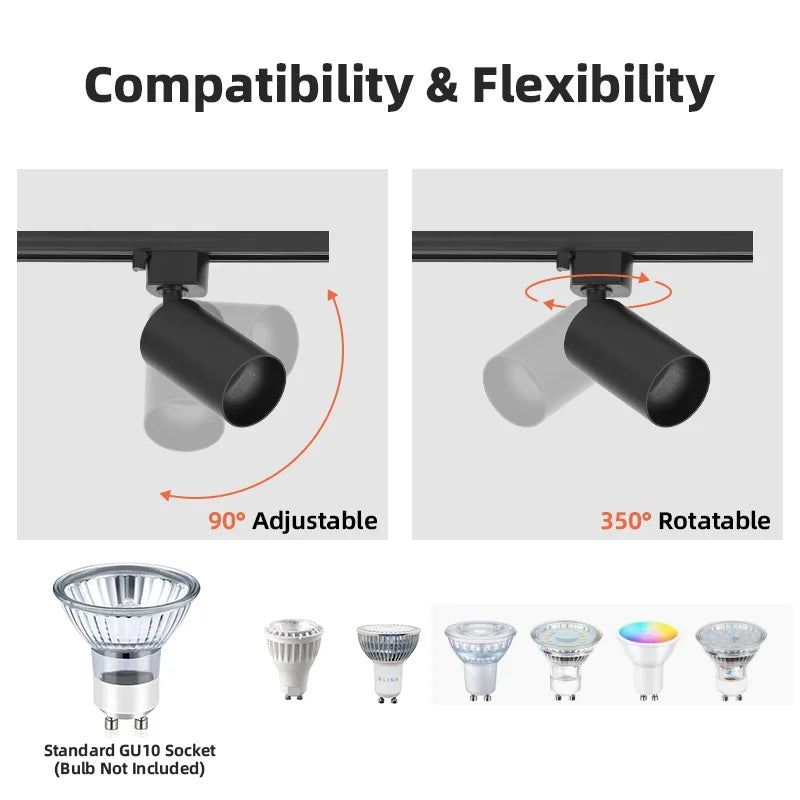 GU10 Track Light Led Spotlights 110V/220V Track Rail Lighting for Living Room Decor Clothing Store Ceiling Spot Lights Full Sets