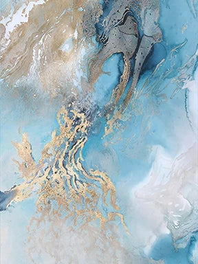 Blue Gold Abstract River Canvas Painting Modern Wall Art Posters Prints Landscape Pictures for Living Room Home Decor No Frame