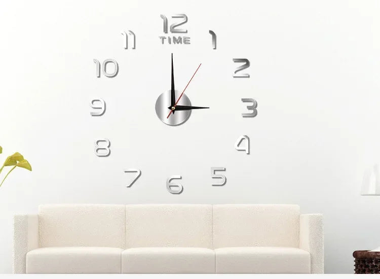 Creative 3D Digit Wall Clock DIY Acrylic Silent Digital Clock Mirror Wall Stickers for Living Room Bedroom Kitchen Decoration