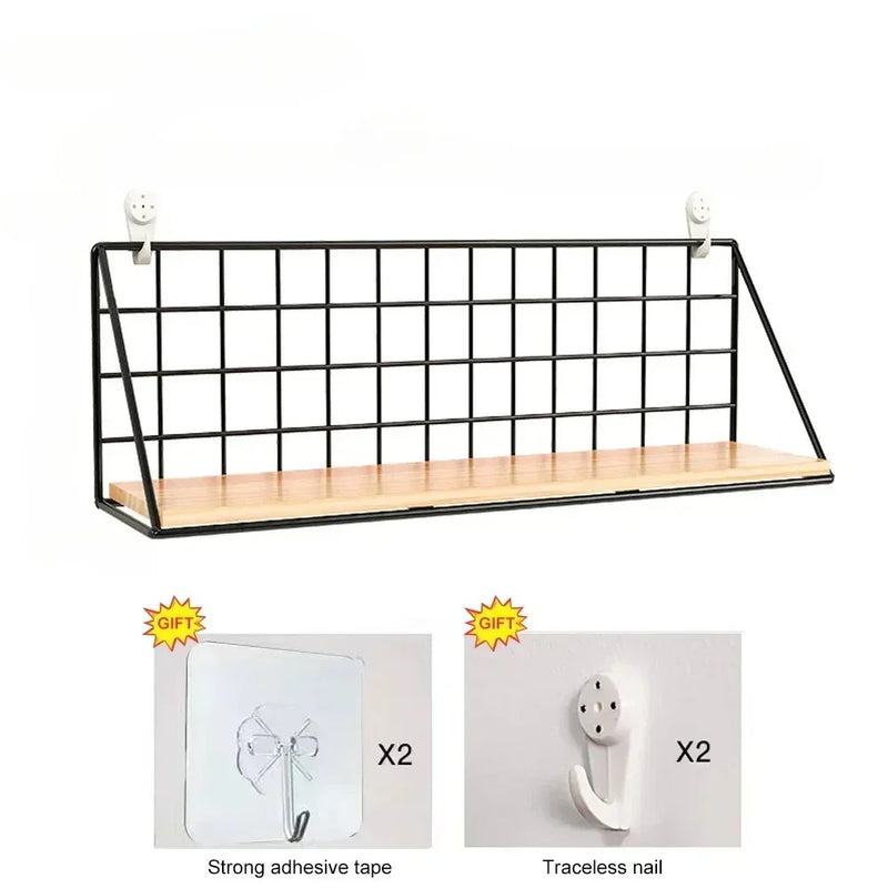 Wall Mounted Shelves Without Drilling Wood Hanging Shelf Kitchen Organizer Hanging Spice Jar Storage Shelf for Seasoning Holder