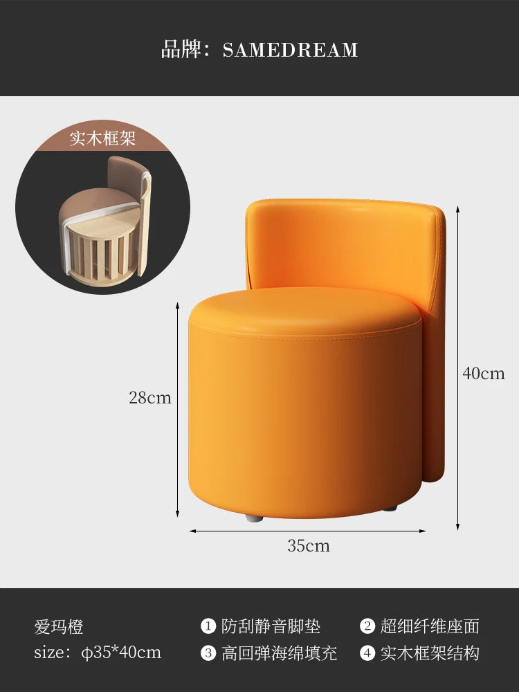 Living Room Light Luxury Stool Household Soft Bag Low Stool Sofa Round Bench Coffee Table Back Chair Door Shoe Change Stool