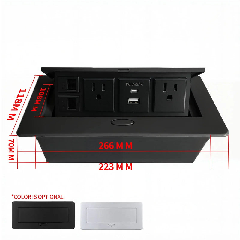 Table Charging Station Hidden Type Power Socket Slow Pop-Up Table Outlet Desktop Socket for US/EU Home Office Kitchen