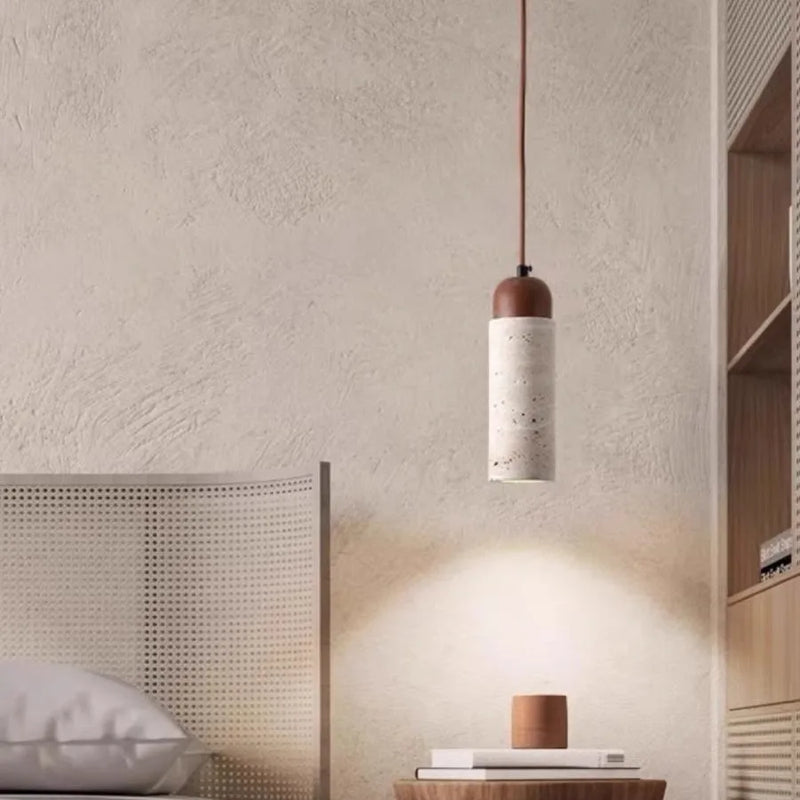 Yellow Travertine Pendant Lamp, Minimalist Bedside Small Chandelier for Bedroom, Hotel, Bar, Cozy Ambiance, Nordic Style