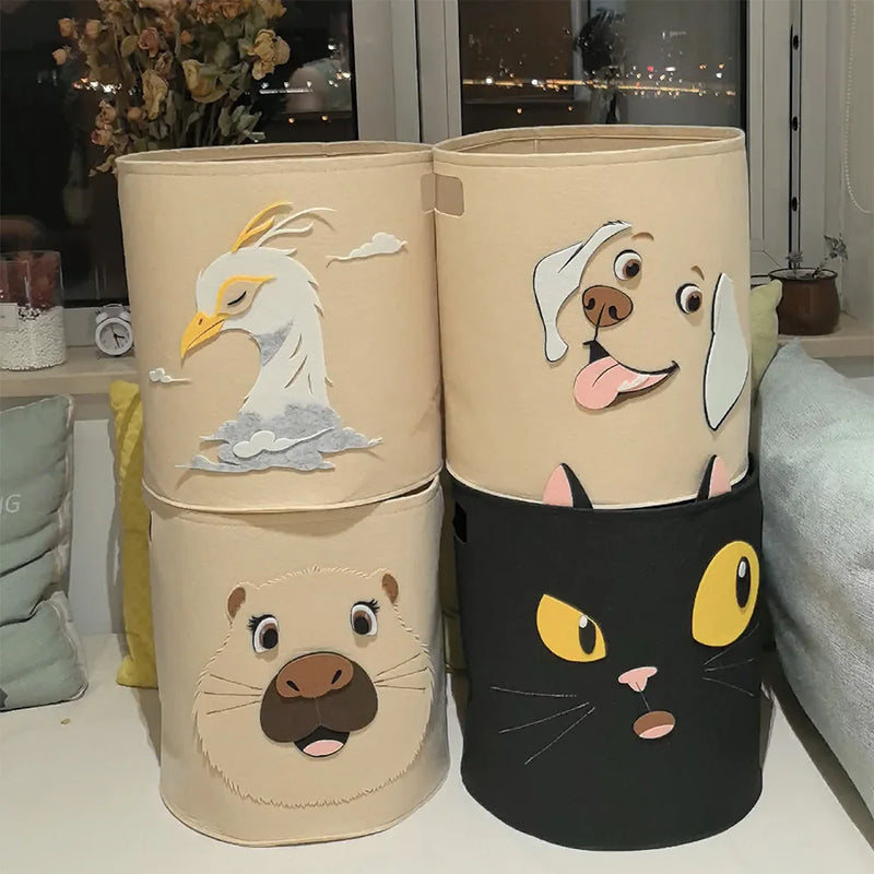 1PC Animal Storage Basket With Handle Toys Clothes Organizer Sundries Folding Storage Box Cabinet Laundry Basket Container