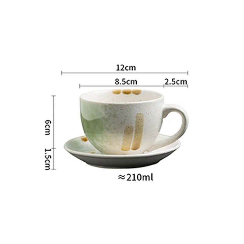 200/210/250ml Retro American Ceramic Coffee Cup Plate Set Luxury Office Afternoon Tea Water Cup And Dish Couple Mugs With Tray