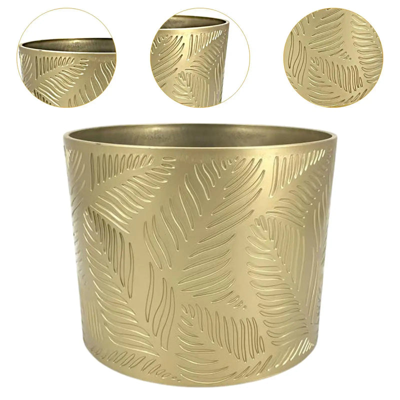 Gold Iron Plant Pot Round Flower Pot Holder Flower Plant Container Flowerpot for Yard