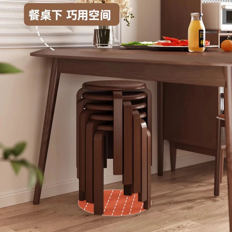 Japanese Solid Wood Dining Stool Stackable Restaurant Upholstered Bench Simple Modern Living Room Stool Restaurant Furniture FYD