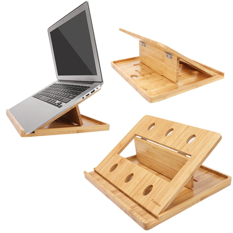 Bamboo Foldable Table Stand Holder Adjustable Notebook Tablet Desk Bed Heat Dissipation Mount for Netbook
