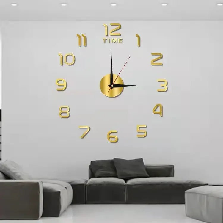 Creative 3D Digit Wall Clock DIY Acrylic Silent Digital Clock Mirror Wall Stickers for Living Room Bedroom Kitchen Decoration