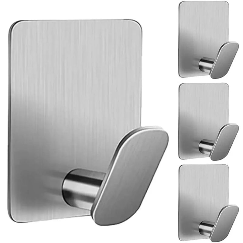 Wall Adhesive Towel Hooks Heavy Duty Stick on Wall Hooks Hanging Clothes Hats Bathroom Kitchen 304 Stainless Steel Hanger Hook