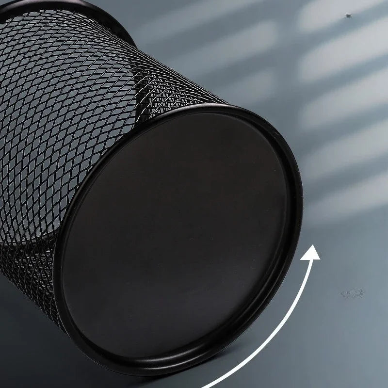 Circular Grid Metal Pen Holder, Multifunctional Creative and Simple Storage Box for Student Office Desktops