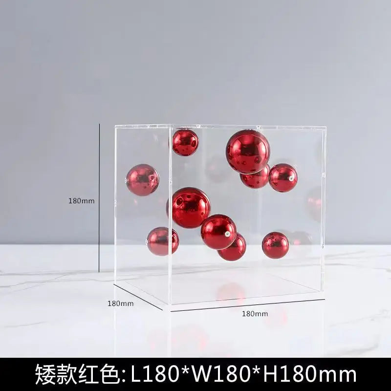 Creative Square Acrylic Cover Sphere Decoration Living Room Porch Cabinet Crafts Ornament Modern Clear Acrylic Square Home Decor