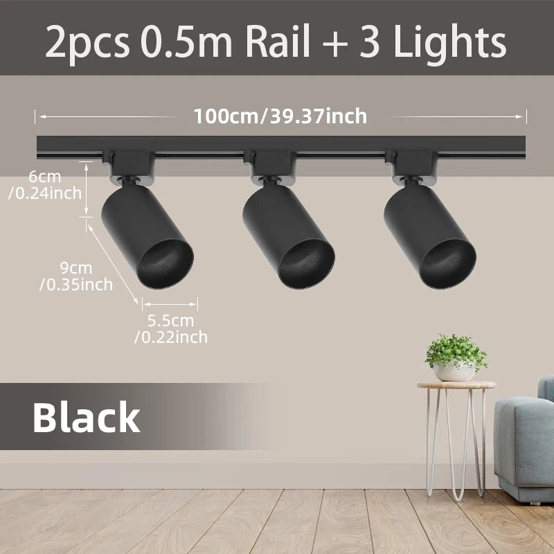 GU10 Track Light Led Spotlights 110V/220V Track Rail Lighting for Living Room Decor Clothing Store Ceiling Spot Lights Full Sets