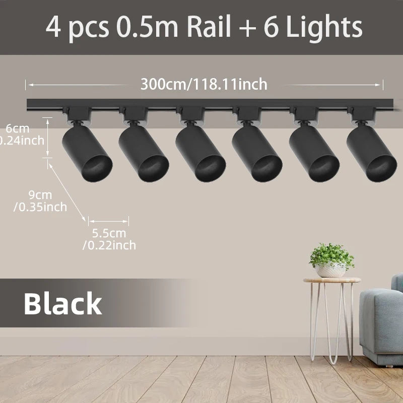 GU10 Track Light Led Spotlights 110V/220V Track Rail Lighting for Living Room Decor Clothing Store Ceiling Spot Lights Full Sets