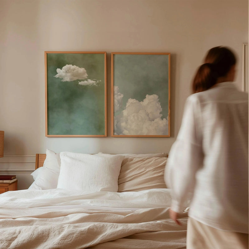 Sage Green Cloud Wall Art Poster Abstract Sky Art Canvas Prints For Modern Living Room Bedroom Dormitory Home Aesthetic Decor