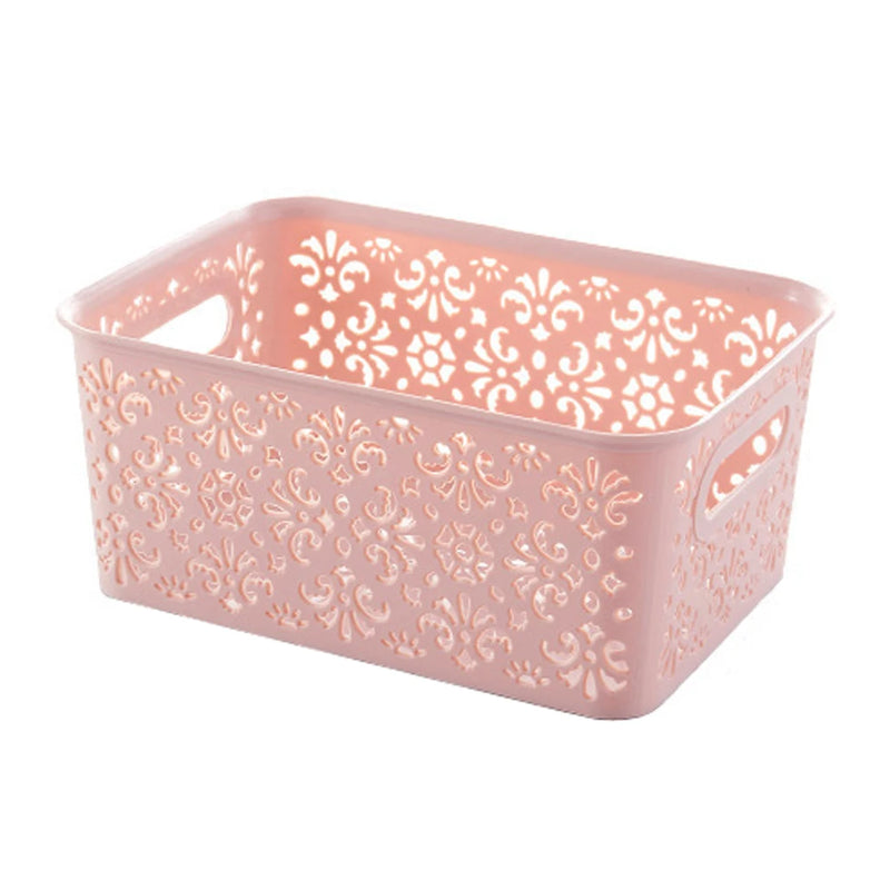 Plastic Storage Box Stackable Storage Container Hollow Out Delicate Storage Basket With Lid For Clothes Toy Home storage Supply