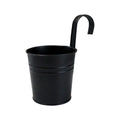 Black Metal Iron Hanging Flower Pots Outdoor Plants Planter Modern Boho Style Wall Mount Window Box Decks Railings Fence Buckets