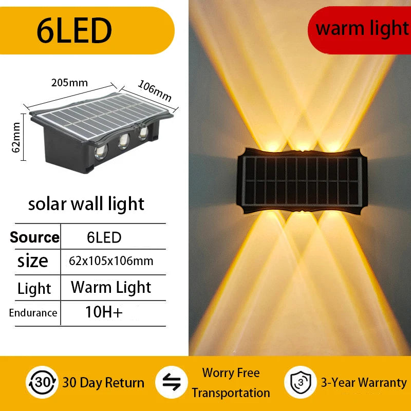 Wall Lamp Led House Outdoor Solar Waterproof Up And Down Luminous Lighting Balcony Yard Decoration Garden Exterior Wall Light