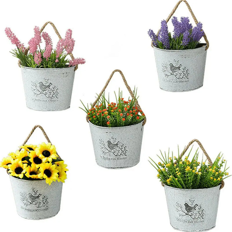 Wall Hanging Planter Plant Pot Flower Basket Garden Succulent Container Metal Iron Flower Holder Home Balcony Garden Decoration