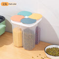 4-Grid Airtight Food Storage Container, Pantry Organization Canisters for Flour, Rice, Pasta, Cereals, Keep Dry Food Fresh