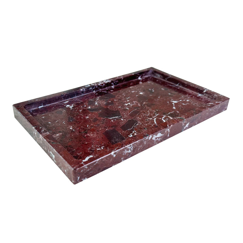 Natural Marble Vanity Tray 10"x6", Genuine Calacatta Viola Marble Stone Tray for Bathroom/Kitchen/Dresser