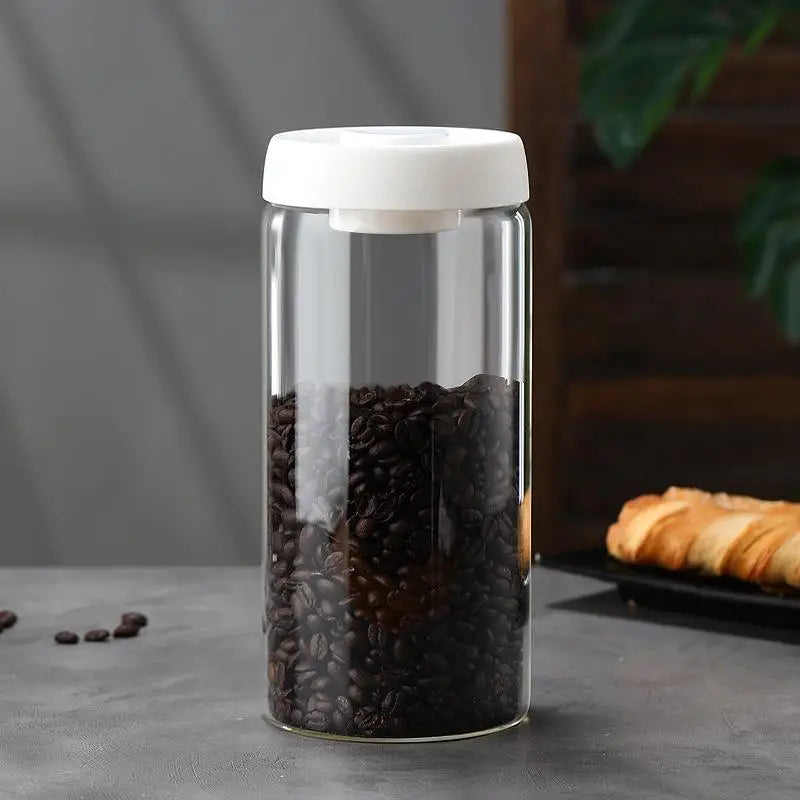 Vacuum Sealed Tank Coffee Bean Glass Sealed Jar Household Moisture-proof Air Extraction Airtight Container Coffee Set