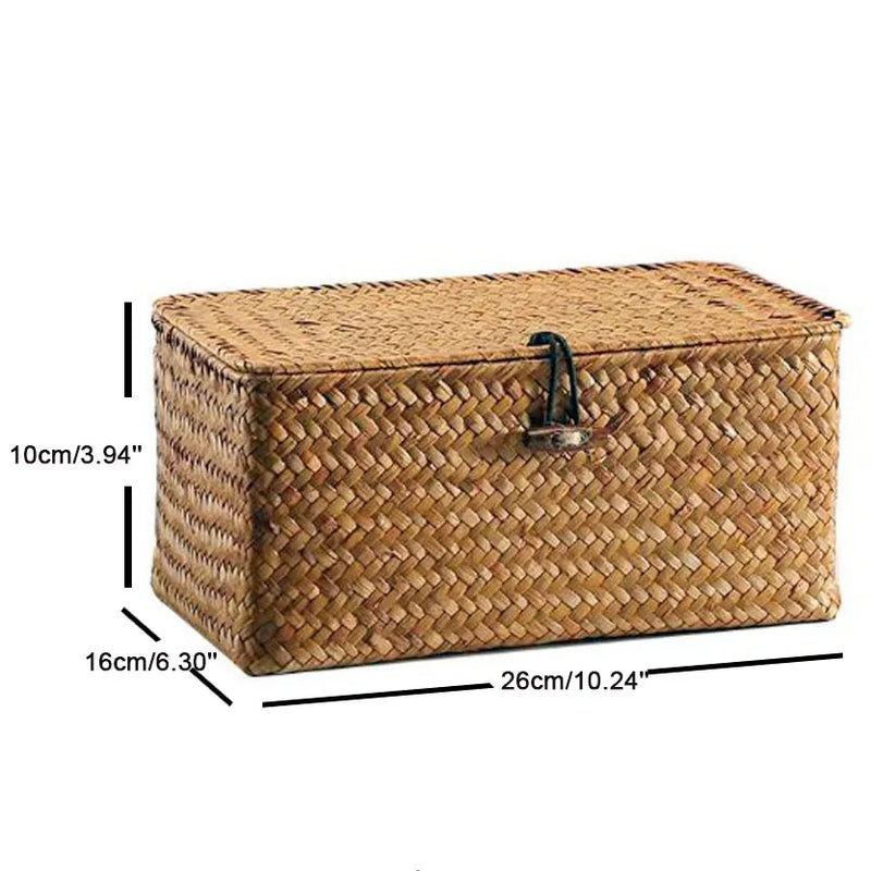 Wicker Storage Basket Woven Rattan Storage Laundry Basket  Toy Books Storage Basket With Lid Muitifountional Convenient storage