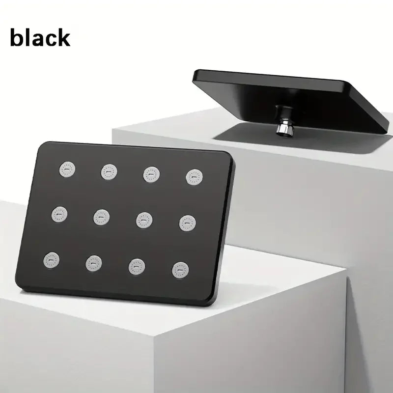 1pc Bathroom High Pressure Shower Head, Silvery Plating/black Square Shower Head, Daily Fixed Shower Spray For Bathroom